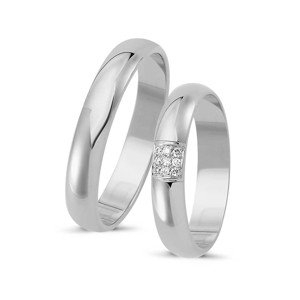 Ringe aus 14 Karat Weißgold - 9 Diamanten im Quadrat. Kampagne "Süße Liebe